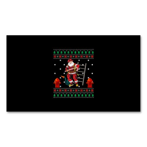 Firefighter Ugly Christmas Sweater Xmas Boys Girls Business Card Magnet