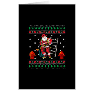Firefighter Ugly Christmas Sweater Xmas Boys Girls Card