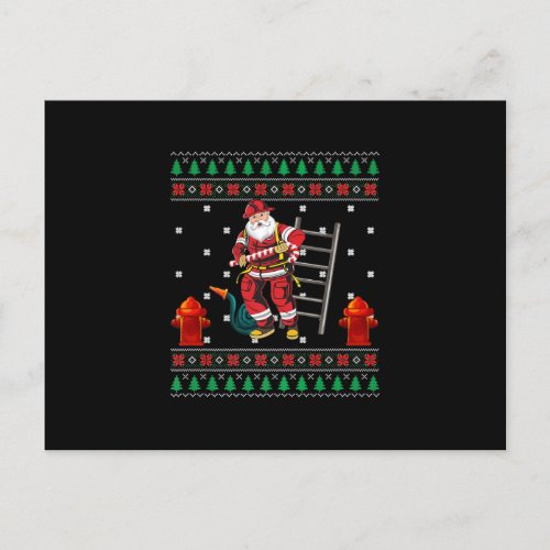 Firefighter Ugly Christmas Sweater Xmas Boys Girls Holiday Postcard