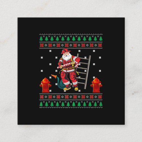 Firefighter Ugly Christmas Sweater Xmas Boys Girls Square Business Card