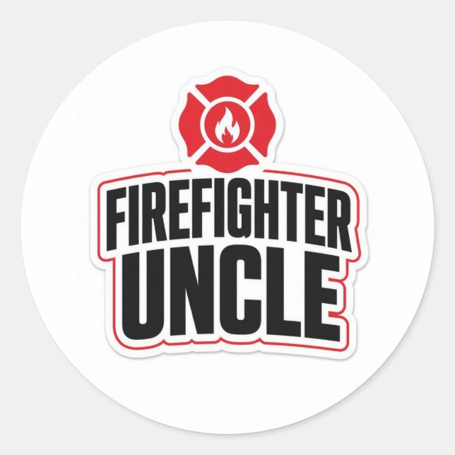 Firefighter Uncle Classic Round Sticker (Front)