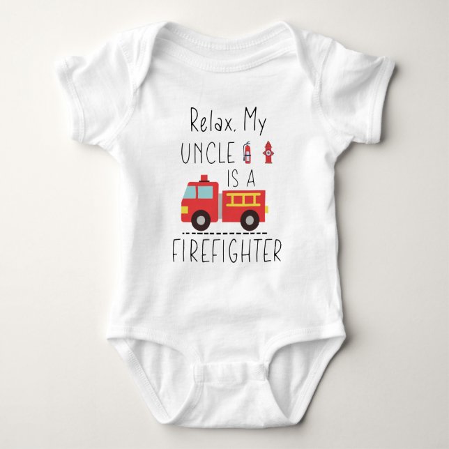 Firefighter Uncle - My Uncle is a Firefighter Baby Bodysuit (Front)