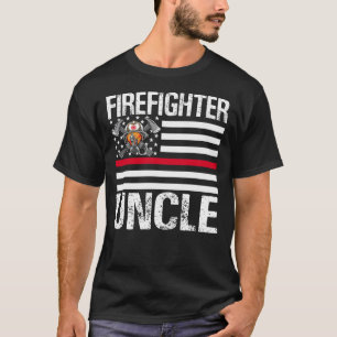 Firefighter UNCLE Support The Thin Red Line US Fla T-Shirt