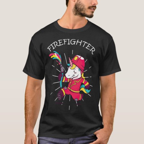 Firefighter Unicorn cute cool  T_Shirt