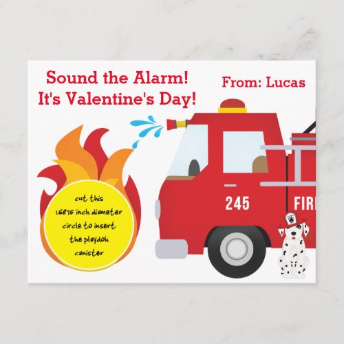 Firefighter Valentines Play Doh gift card