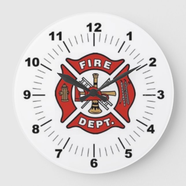 Firefighter Wall Clack Large Clock (Front)