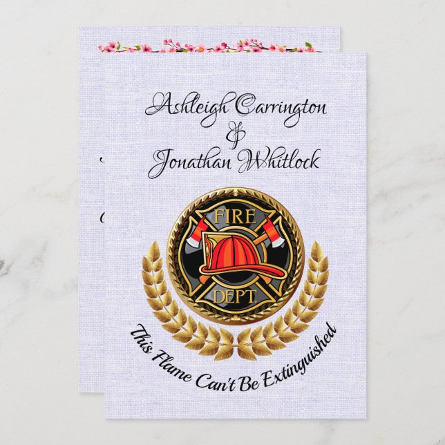 Firefighter Wedding Invitation (Front/Back)