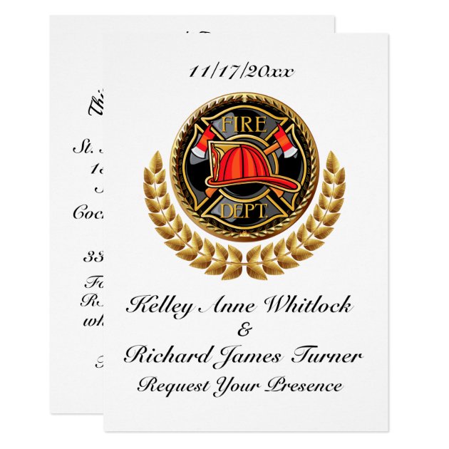 Firefighter Wedding Invitation Zazzle Com   Firefighter Wedding Invitation R44597b43653b4c5a830a69472b856475 6gdn0 630 