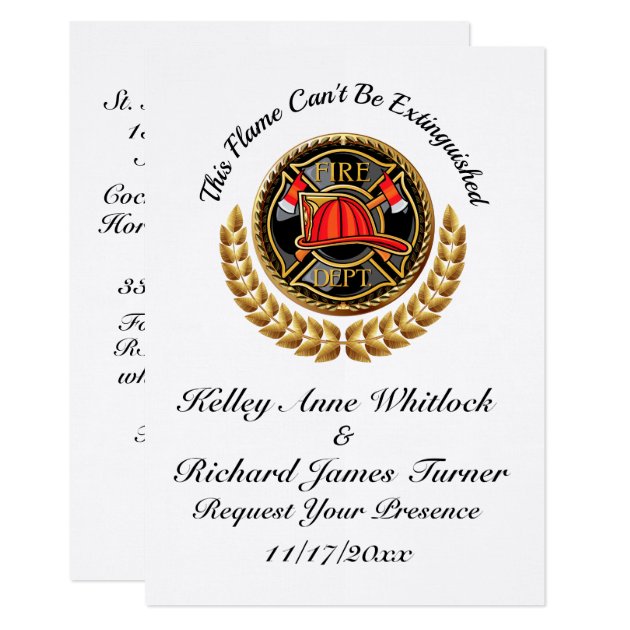 Firefighter Wedding Invitation Zazzle Com   Firefighter Wedding Invitation R83478d5d800549cbab2b35a17f163cb6 612iq 630 