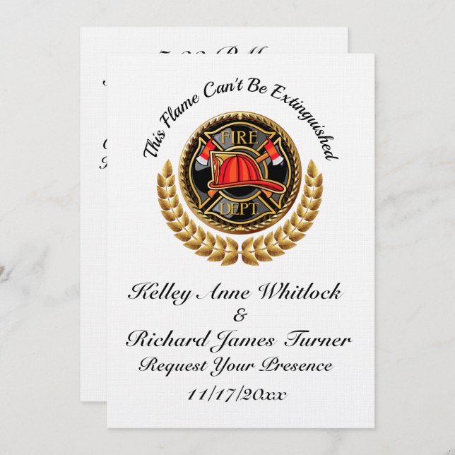 Firefighter Wedding Invitation (Front/Back)