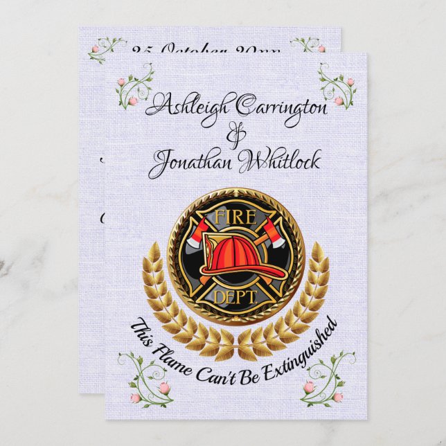 Firefighter Wedding Invitation (Front/Back)