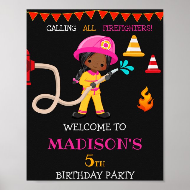 Firefighter welcome party sign Girl Firefighter (Front)