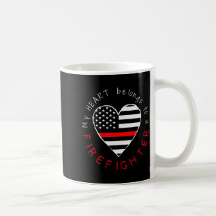 Firefighter Wife Girlfriend - Thin Red Line Heart Coffee Mug