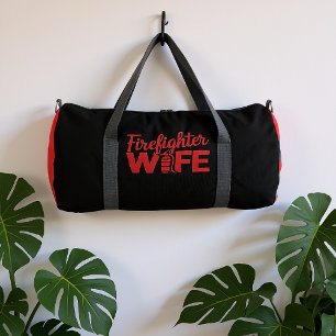 Firefighter Wife Red Text Duffle Bag