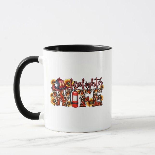 Firefighter WIFE – Sunflower Leopard Flame Print w Mug (Left)