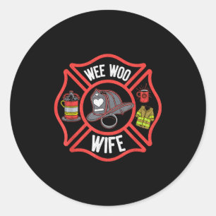 Firefighter Wife Uniform Fireman Fire Department  Classic Round Sticker