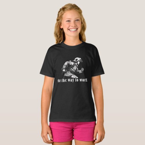 Firefighter Woman On the Way to Work T_Shirt