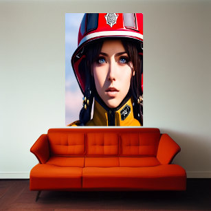 Firefighter women   AI Art  Poster