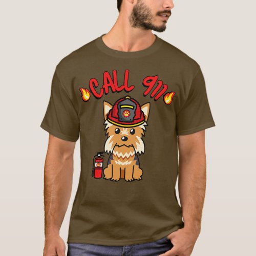 Firefighter Yorkshire Terrier T_Shirt
