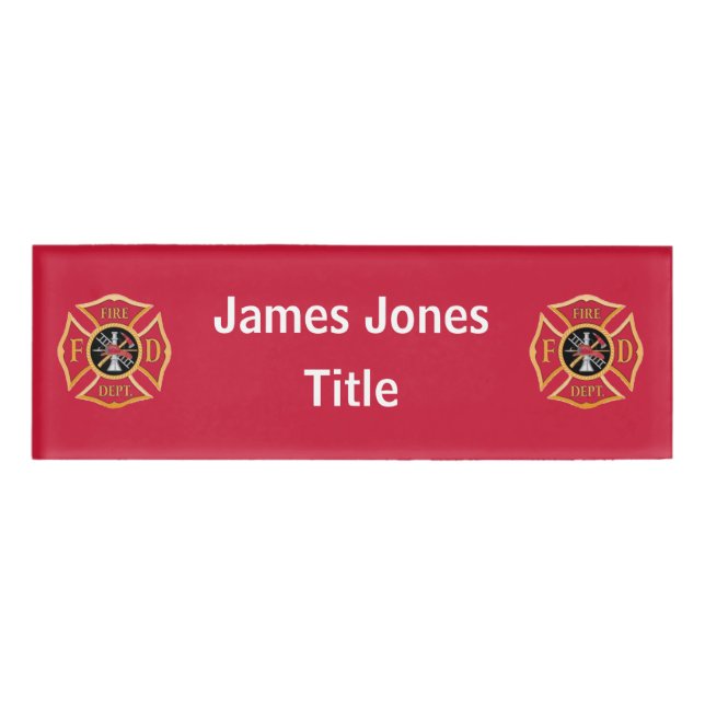 Firefighter's Acrylic Reusable Name Tag (Front)