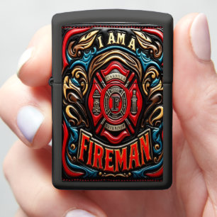Firefighter's Badge With Vibrant Leather Design Zippo Lighter