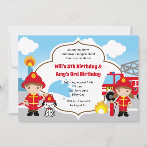 Firefighters Birthday Invitations _ Twins Joint