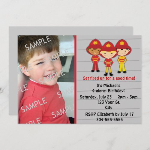 Firefighters Birthday Party Invitation