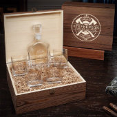 Firefighter's Decanter Box Set w/ Whiskey Glasses (Open)