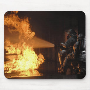 Firefighters extinguish a simulated battery fir mouse pad