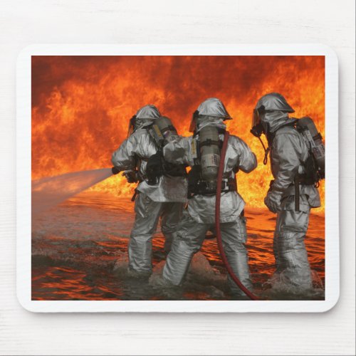 Firefighters fighting a fire mouse pad