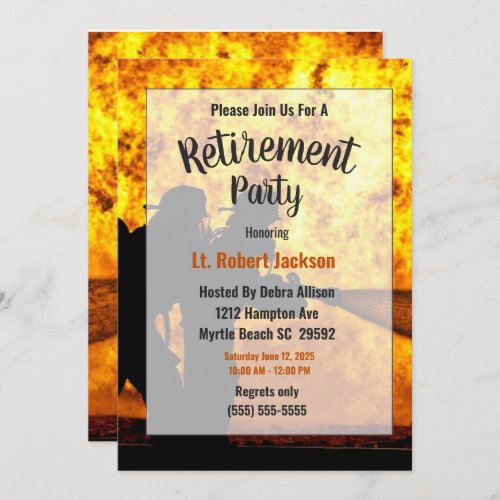 FirefightersFire Chief Flames Retirement Party    Invitation