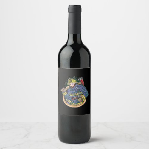 Firefighters  Firefighter Eagerly To Save Lives Wine Label