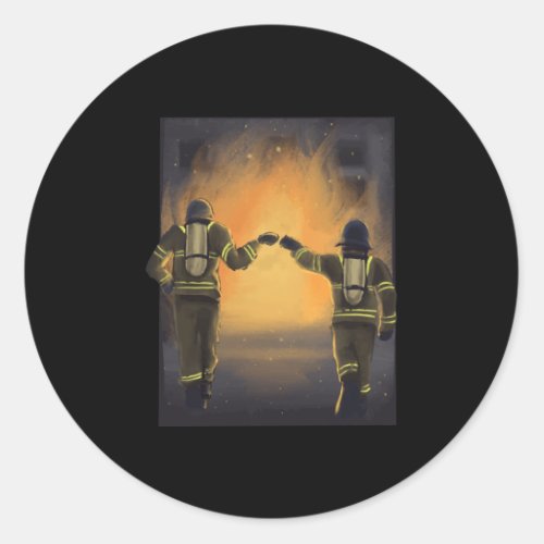 FIREFIGHTERS FIST BUMP CLASSIC ROUND STICKER