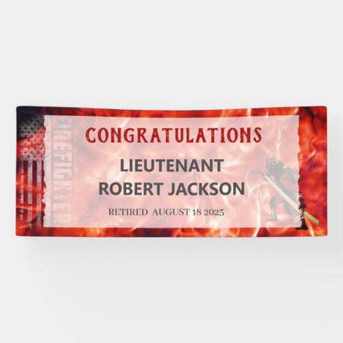 Firefighters Flag Flame Retirement  Banner