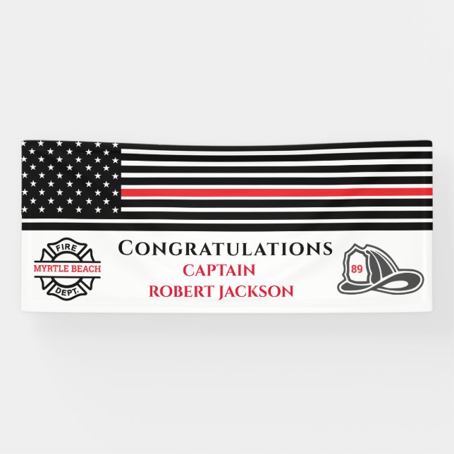 Firefighters Flag Red Line   Banner (Horizontal)