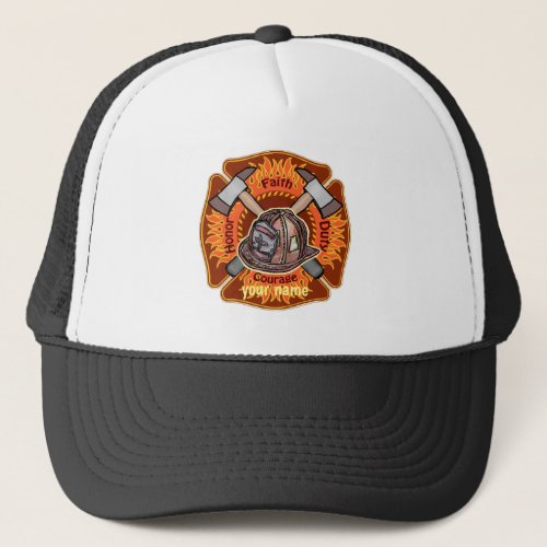 Firefighters Flames custom name hat