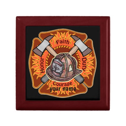 Firefighters Flames custom name  Keepsake Box