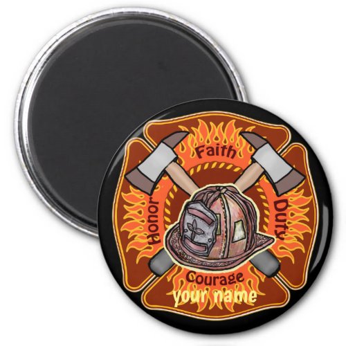 Firefighters Flames custom name magnet