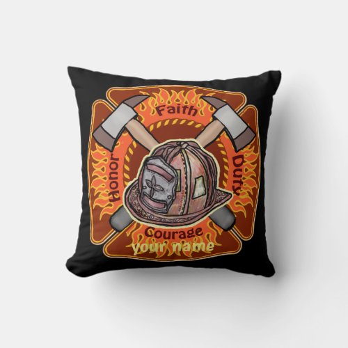 Firefighters Flames custom name pillow