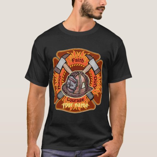 Firefighters Flames custom name T_Shirt