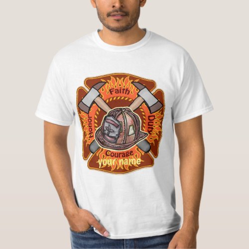 Firefighters Flames custom name T_Shirt