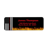 Firefighters Flames Flag Return Address Label