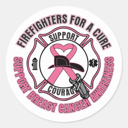 Firefighters For A Cure Breast Cancer Classic Round Sticker