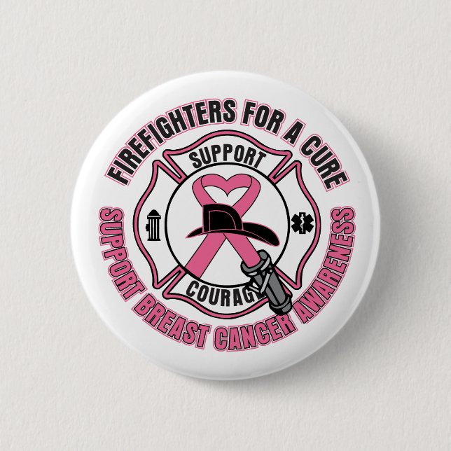 Firefighters For A Cure Breast Cancer Pinback Button (Front)