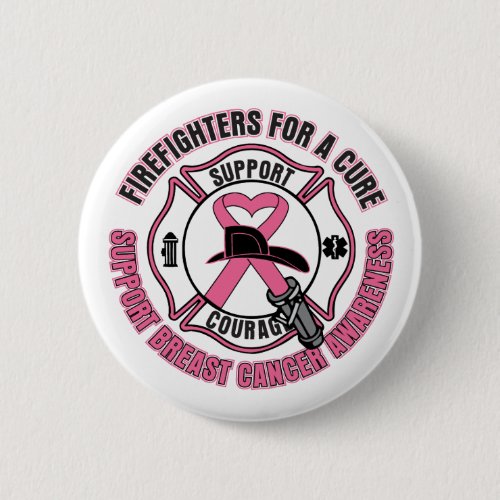 Firefighters For A Cure Breast Cancer Pinback Button