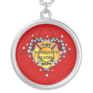 Firefighters Girlfriend Tattoo Silver Plated Necklace