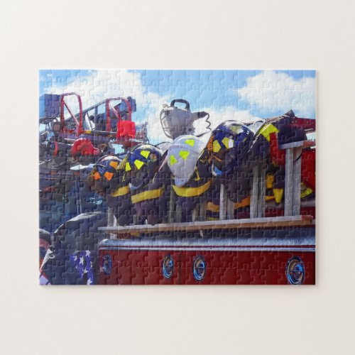 Firefighters _ Helmet on Fire Truck Jigsaw Puzzle