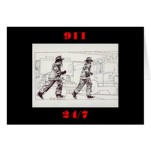 Firefighters in gear cards (Front Horizontal)