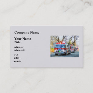 Firefighters - Line of Fire Engines in Parade Business Card