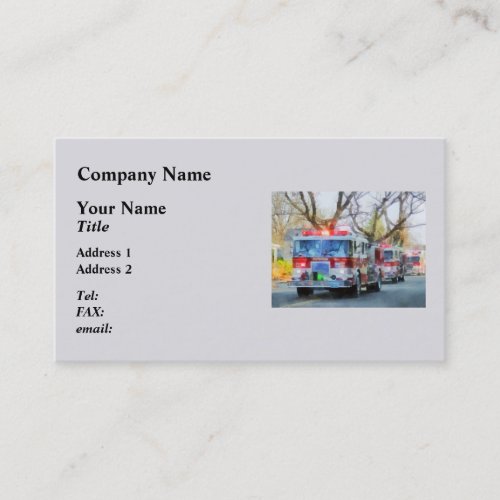 Firefighters - Line of Fire Engines in Parade Business Card Templates